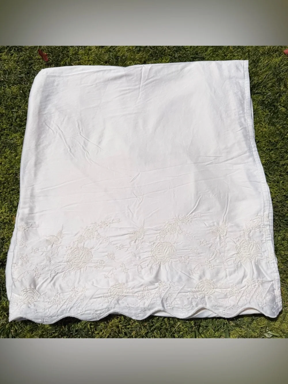 RARE Ralph Lauren Desert Palm Embroidered Queen Flat Sheet Cotton Sateen NICE!